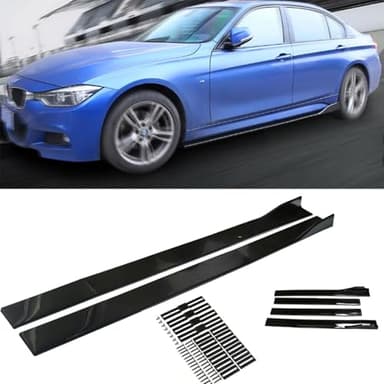 ORIVIN Universal Car Side Skirt Upgrade Three-Section 78.7" Car Rocker Panels Side Skirt Body Kit Extended Split Lip,2pcs,Black
