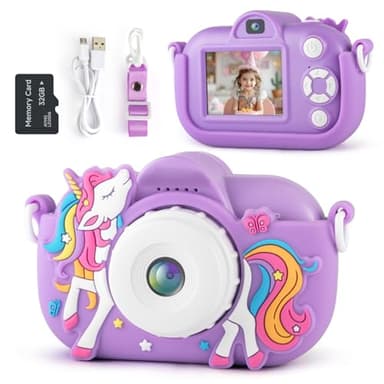 Kids Camera Toddler Toys for 3 4 5 6 7 8 Years Old Girls, 48MP HD Dual Lens Selfie Camera for Kids, 1080P HD Video Kids Digital Camera for Age 3-9 Christmas Birthday Gifts with 32G SD Card