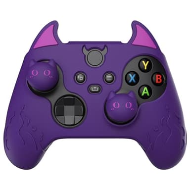 PlayVital Halloween Cute Demon Silicone Cover for Xbox Series X/S Controller, Kawaii Anti-Slip Controller Skin Grip Protector for Xbox Core Wireless Controller with Thumb Grip Caps - Purple