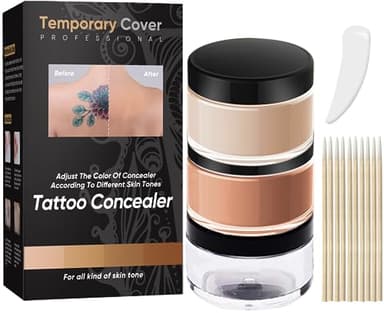 Tattoo Cover Up Makeup Waterproof, Professional Tattoo Cover Up Makeup - Waterproof & Sweatproof 2-Color Concealer, Full Coverage for Scars, Vitiligo, Dark Spots, Transfer-Resistant