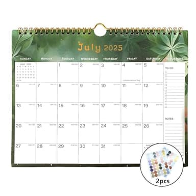 Calendar 2025-2026 - Durable Thick Paper, Includes July 2025 to December 2026, 11 x 8.5 Inches for Home & Office Planning With Holiday Marking Stickers (A)