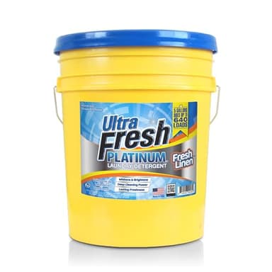 Ultra Fresh Platinum Liquid Laundry Detergent Washing Soap for All Machine Types, Up to 640 Loads, 5 Gal, Fresh Linen - Household Cleaning Supplies and Accessories for Clothing and Fabric Items