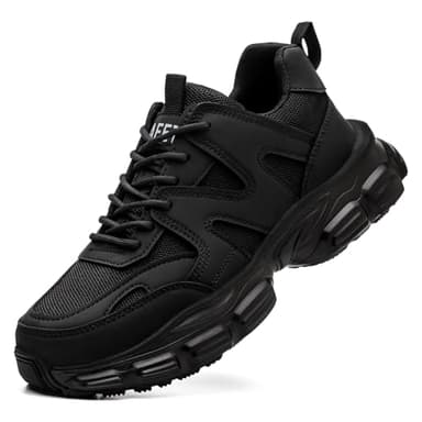 Steel Toe Shoes for Women Men Wide Non Slip Composite Work Sneakers Indestructible Comfortable Safety Tennis Shoes Lightweight Breathable Construction Sneakers Puncture Proof Ergonomic Design