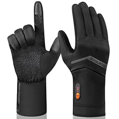 Royalrose Heated Gloves Liners for Men Women, Rechargeable Waterproof Winter Thin Heated Work Gloves with Arthritis Raynaud's Relief for Ski Golf Hiking Driving (Black, Medium)