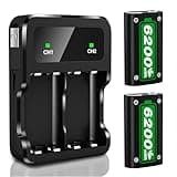 Ponkor Rechargeable Battery Packs for Xbox Series X|S/Xbox One, 2 x 6200 mWh Batteries with High-Speed Charging Station for Xbox One S/Xbox One X/Xbox One Elite Controller Battery Pack