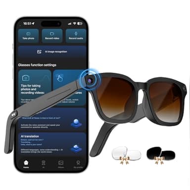 AI Smart Glasses with ChatGPT, 8MP Camera Glasses with Camera and Audio, AI Translation Sunglasses with 164 Languages, Bluetooth Sunglasses with Voice /Calling, 8-Hour Music Playback, Gradient Brown