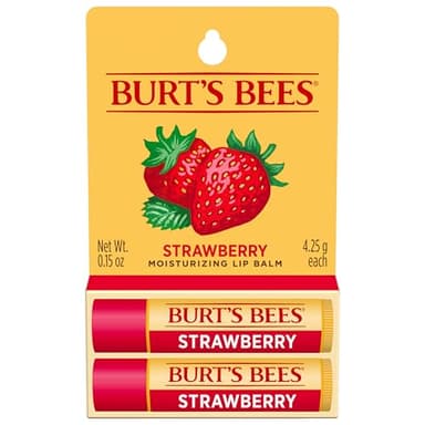 Burt's Bees Lip Balm - Strawberry, Lip Moisturizer With Responsibly Sourced Beeswax, Tint-Free, Natural Origin Conditioning Treatment, 2 Tubes, 0.15 oz.