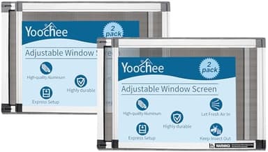 Yoochee Expandable Window Screen, 2 Pack Adjustable Window Screen (10" H x 14.3" - 25" W) - Extra Small Replacement Window Screens with Frame, Durable Replacement Screen for Window