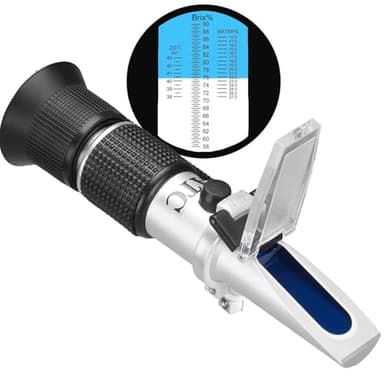 KiyHemo Honey Refractometer Maple Syrup for Brix (58-90%), Moisture (12-27%) and Baume, Accurate Brix Refractomer with ATC, 3-in-1 Sugar Tester for Honey, Maple Syrup, Molasses, Beekeeping Supplies