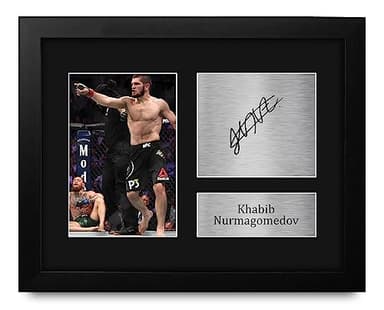 HWC Trading Khabib Nurmagomedov MMA Framed Gifts Printed Signed Autograph Picture for UFC Memorabilia Fans - US Letter Size