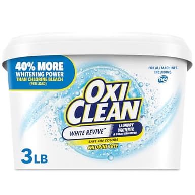 OxiClean White Revive Laundry Whitener and Stain Remover Powder, Alternative to Bleach for Laundry, 3 lb