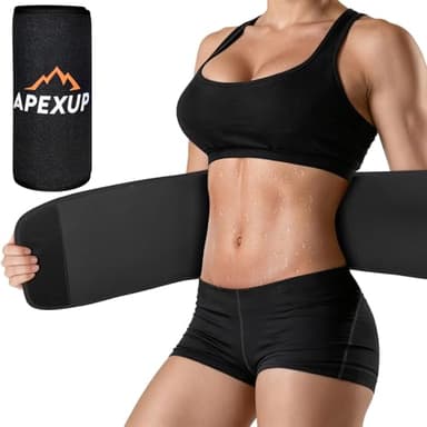 APEXUP Waist Trainer for Women Lower Belly Fat, Men Sweat Band, Stomach Wrap, Waist Trimmer with Removable Lumbar Support Bar for Workouts (Black, M)