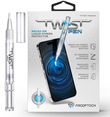 ProofTech TWIST PEN Liquid Glass Screen Protector for up to 10 Devices - Brush On Scratch and Crack Resistant Nano Protection for All Phones Tablets Smart Watches Universal