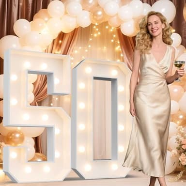 Ledido 4FT Marquee Light Up Numbers 50, Marquee Numbers 4 Feet Tall for Birthday, Anniversary,Graduation Party Decorations,Big 50th Birthday Number for Party Decor,Warm White Large Lighted Number 50