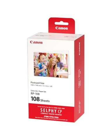 Canon RP-108 Color Ink/Paper Set, Compatible with Selphy CP910/CP820/CP1200/CP1300/CP1500