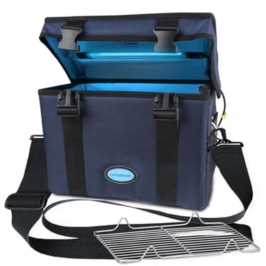 coospider-repta 3.17 Gallon Large-powerful UV Light Sanitizer Ozone Box, Portable Foldable UV Cleaner Bag UVC Household Bag with 3-level Timer for Keys, Towels, Mask Cleaning Machine Blue 12L Ozone