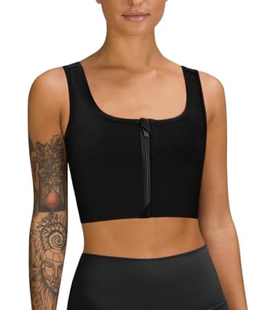 LEINIDINA Chest Binder Tomboy Transgender FTM Square Collar with Front Zipper Binder Bra Tank Top