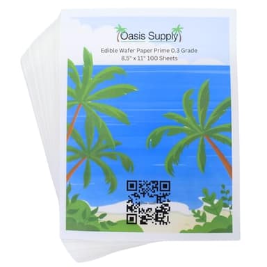 Oasis Supply 100 Piece Edible Rectangle Wafer Paper Pack, 8" by 11", White