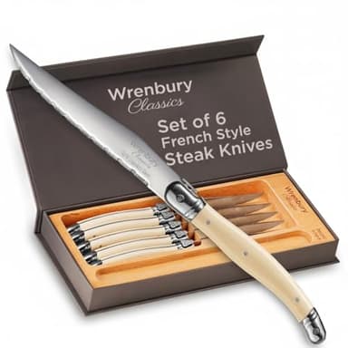 Wrenbury Laguiole Steak Knives Set of 6 Stainless Steel French Design