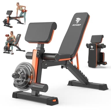 XCHIEF Adjustable Weight Bench - 1000LBS Capacity Heavy Duty Foldable Workout Bench for Full Body Exercise, Flat/Incline/Decline, Bench Press for Home Gym with Preacher Pad & Leg Extension