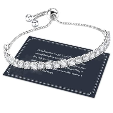 J.Fée Silver Bracelet Silver Bracelets for Women Tennis Bracelets for Women Cubic Zirconia Bracelet Women Adjustable Bracelet Rhinestone Bracelet
