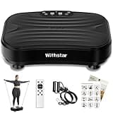 WITHSTAR Vibration Plate Exercise Machine, Power Waver Vibration Plate Platform for Lymphatic Drainage Whole Body Vibration Plate Machine Helps Weight Loss Shaping Toning 330lbs 110V~240V (Black)