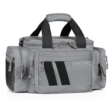 Savior Equipment Specialist Series Tactical Triple Pistol Shooting Range Hunting Duffle Bag Gun Carrying Case, Rigid Compartment Frame, Lockable Zippers (SW Gray, 18" x 9" x 12" Range Bag)
