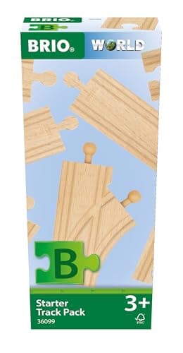 BRIO World – 36099 Starter Track Pack | 12-Piece Wooden Train Track Set for Kids Aged 3 Years Up