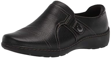 Clarks Women's Cora Poppy Loafer, Black Tumbled, 9 Narrow
