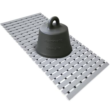 Grey Weighted Non Slip Bathtub Mat Without Suction Cups,Textured TPE Bath Mat for Textured Tub & Shower Surfaces,Doesn't Float, Works on Tile and Stone(33.5”x 17”)