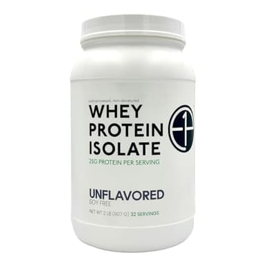E1P Whey Protein Isolate 2lbs (32 Servings) Unflavored, Non-GMO, Cold-Processed, Non-Denatured, Third-Party Lab Tested. Made with Halal and Kosher Certified Ingredients.