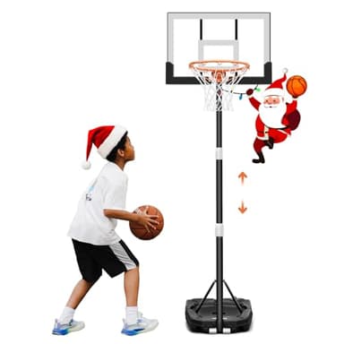 Seray Kids Basketball Hoop Outdoor 3.2-7.2FT 10s Adjustable, Basketball Hoop for Kid/Adult/Toddler in Pool/Backyard/Indoor, Portable 29 in Shatterproof Backboard, Goal and Enlarged Base