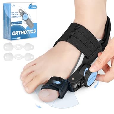 VEVARUN Bunion Corrector for Women Men: Big Toe Straightener Bunion Fix with Adjustable Knob-Orthopedic Bunions Splint Brace Toe Alignment Correction for Hallux Valgus Pain Relief Day/Night 1PCS (Black)