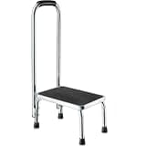 Step Stool with Handle for Adults Step stools with Handle for Elderly for Bed Chrome-Plated Steel Frame 330Lbs Capacity Use at Home Bathroom Kitchen