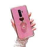 Easyscen Case for Galaxy S9 Plus (Not S9) Cute Girls Women Luxury Glitter Shiny Sparkly Shell with Ring Stand Heart Slim Soft Shockproof Protective Phone Cover for Samsung Galaxy S9 Plus - Pink