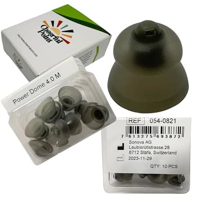Phonak Power Dome 4.0 - Medium Size (M) - (054-0821) – 10 Pack – Compatible with Phonak Hearing Aids - Secure Fit - Strong Amplification - Comfortable for Daily Use – Original Phonak Replacements