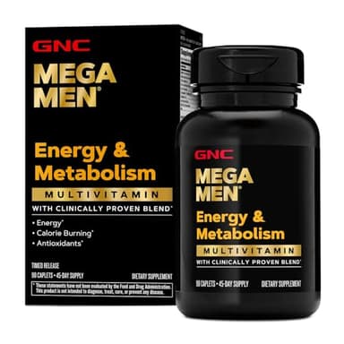 GNC Mega Men Energy & Metabolism Multivitamin | Antioxidants and Increased Calorie Burning | 90 Count