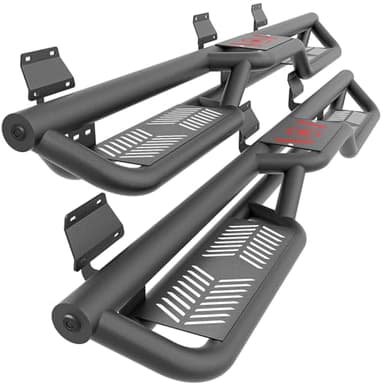 YZONA Running Boards SuperCrew Cab Compatible for 2015-2026 Ford F150 & 2017-2026 Ford F250 F350 Super Duty Crew Cab Side Step, Two Stairs Design Side Bars Nerf Bar (Pickup 4-Door)
