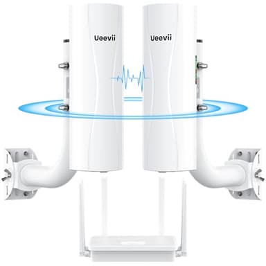 Point-to-Point Wireless Bridge System UeeVii CPE688KIT,With WiFi 6 AX3000 Router, Adjustable Installation Brackets, 5KM Range, Dual Gigabit Ports, 24V/48V POE Power Supply–Complete Wireless Bridge Kit