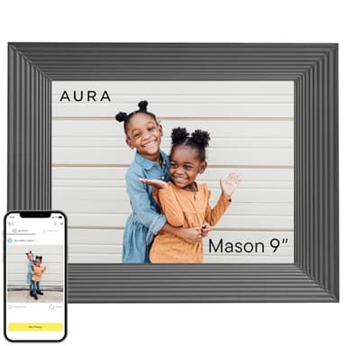Aura Mason WiFi Digital Picture Frame | Wirecutter's Best Digital Frame for Gifting | Send Photos from Your Phone | Quick, Easy Setup in Aura App | Free Unlimited Storage | Black