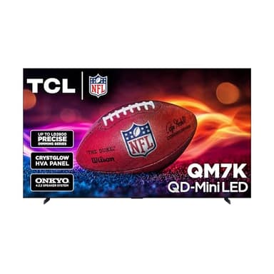 TCL 115-Inch QM7K QLED 4K Smart QD-Mini LED TV with Google TV (115QM7K, 2025 Model) Dolby Vision IQ, Dolby Atmos, HDR, Game Accelerator up to 288Hz, Voice Remote, Compatible with Alexa