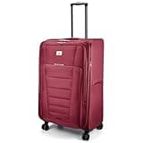Verdi Softside Expandable 28 Inch Luggage with Spinner Wheels Lightweight Travel Suitcase (Burgundy, Checked-Large 28-Inch)