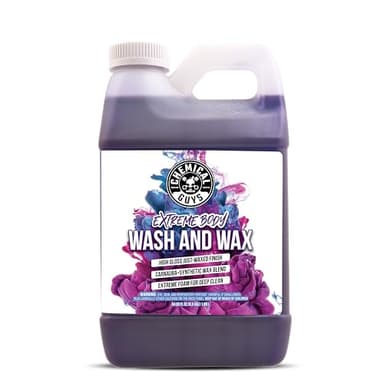 Chemical Guys Extreme Bodywash & Wax Foaming Car Wash Soap - Soap for Foam Cannons, Foam Guns, or Bucket Washes for Cars, Trucks, Motorcycles, RVs, and More, Grape Scent - 64 oz (Half Gallon)