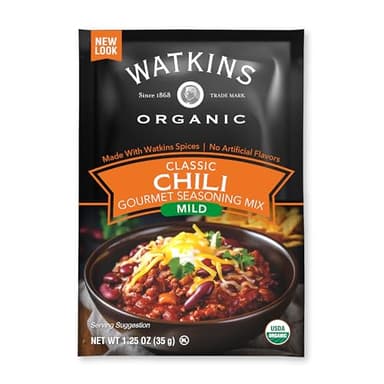 Watkins Organic Gourmet Seasoning Mix, Mild Chili, 1.25 Oz. Pouch, 1 Count