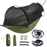 Miztli Camping Hammock -Portable Hammock w/Spacious Net & Tree Straps w/Adjutable Loops,Double and Single Hammock for Outdoor, Hiking, and Travel