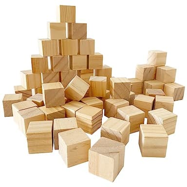MUXGOA Unfinished Wooden Cubes,Pack of 50 Wood Blocks for Crafting,1 Inch Wood Square Blocks for Crafts Making & DIY Projects & Decor