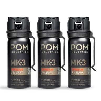 POM MK3 Pepper Spray, Belt Clip Model, Maximum Police Strength OC with UV Marking Dye, Quick Flip Top Safety, 360° Performance At Any Angle, Powerful Accurate Stream, 18 ft Range, 1.8 fl oz, 3 Pack