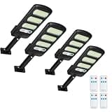 SyouHome Solar Street Lights Outdoor, 2000LM 213 LEDs Solar Parking Lot Lights Dusk to Dawn, IP65 Waterproof, Solar Motion Sensor Light with Remote Control for Outside, Garden, Patio, Porch（4 Pack）