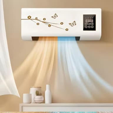 Multifuntional Wall Air Conditioner Fan 2-in-1, Portable Heater Split Max, 1400W PTC Fast Quiet Heater, New Ac and Heater Combo Unit for Home Office Bedroom(Brown)