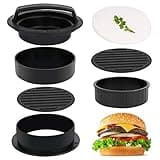 3 in 1 Stuffed Burger Press Patty Maker Rings Molds Kit, Non Stick Stuffer Hamburger Press Patty Maker - with 100 Pcs Wax Hamburger Patty Paper, Sausage Patty Press for Slider/Pattie/Grilling HAHAYOO